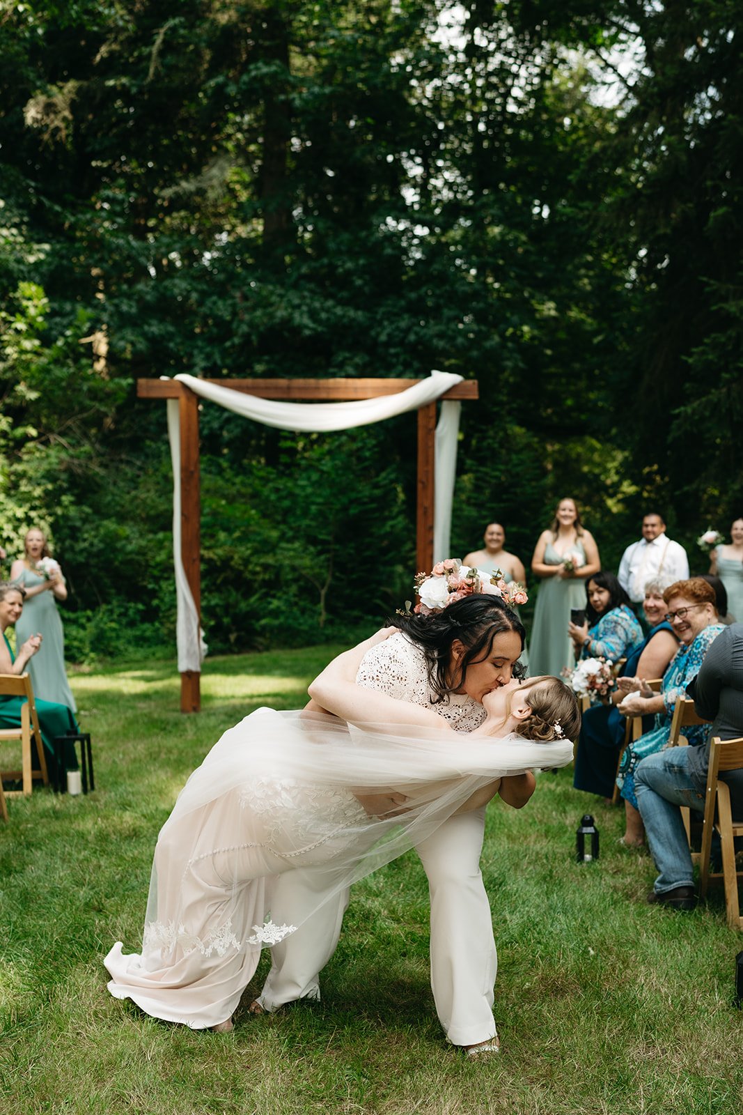 There&rsquo;s a moment right after &ldquo;I do&rdquo; where nothing else matters - just them. 

Hannah &amp; Tristan made it unforgettable with a joyful dip and an epic kiss as they walked back down the aisle as wife and wife, surrounded by cheers, s