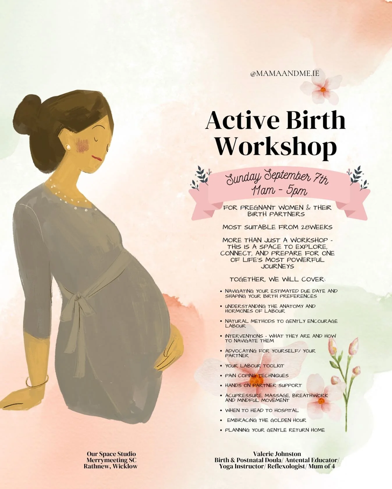 Join me for an Active Birth Workshop in @ourspace.ie designed for pregnant women and their birth partners. This is far more than just an antenatal workshop! It&rsquo;s a space to explore, connect and prepare for one of life&rsquo;s most powerful tran