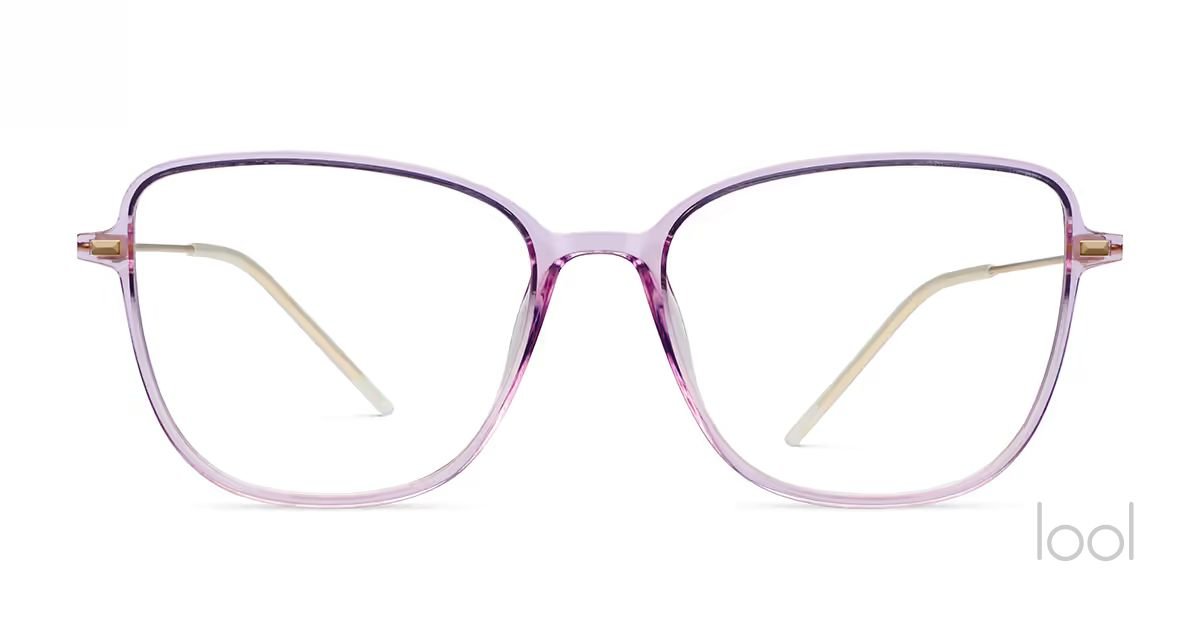 Pink and clear eyeglasses with gold accents on the temples - lool eyewear - Helio Optometry in Edmonton