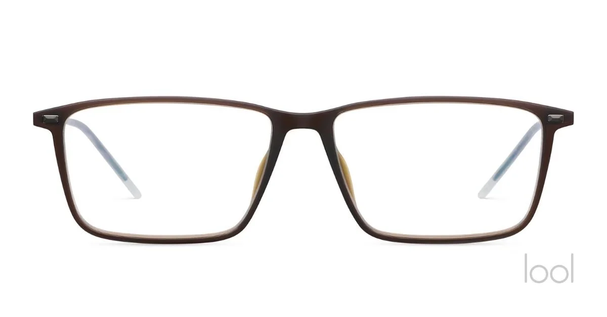 lool eyewear Ridge frame in dark brown frame and clear lenses— available at Helio Optometry Edmonton