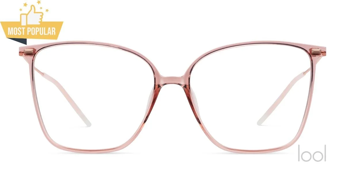 Pink eyeglasses with a semi-transparent frame - lool eyewear - Helio Optometry in Edmonton