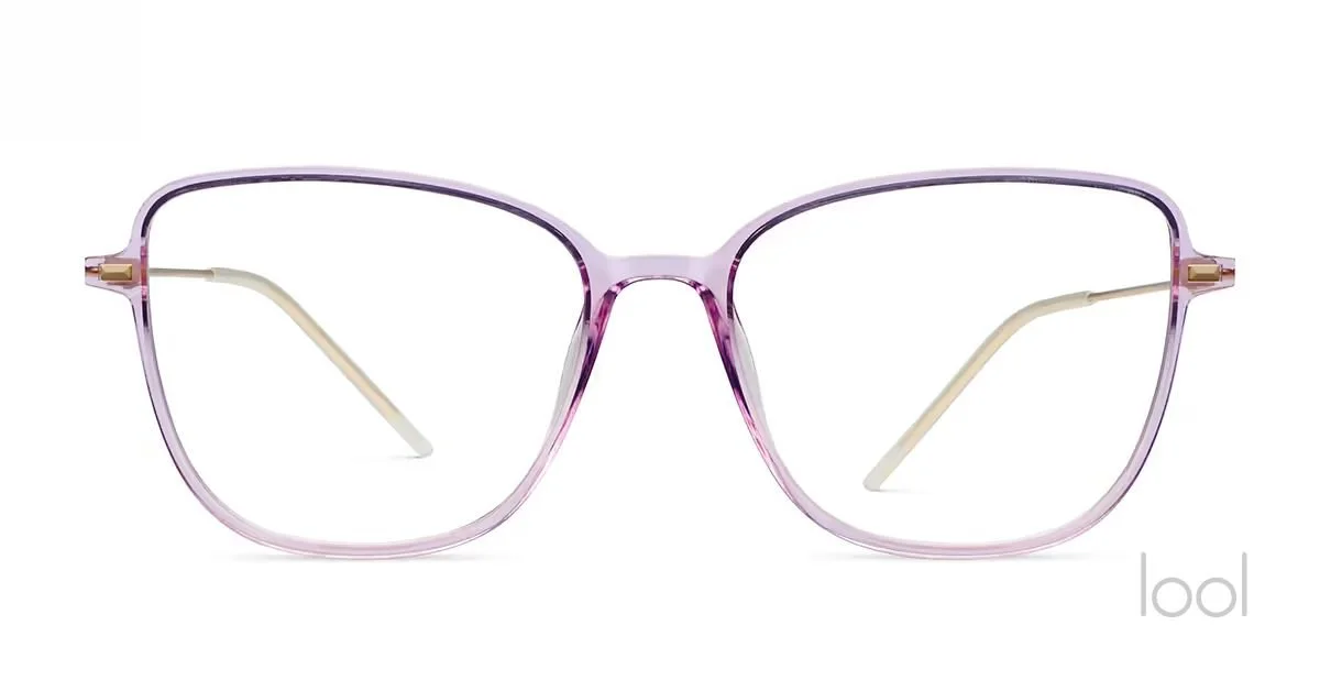 lool eyewear COMET in soft pink with a cat-eye frame.  — available at Helio Optometry Edmonton