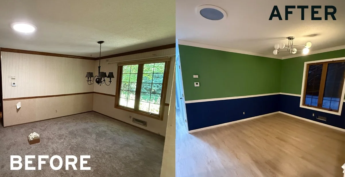 Before and after images of interior painting services in Bloomington MN by Villa's Pro Painting