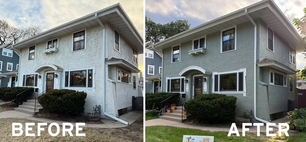 Before and after of exterior painting services in Minneapolis, MN by Villa's Pro Painting