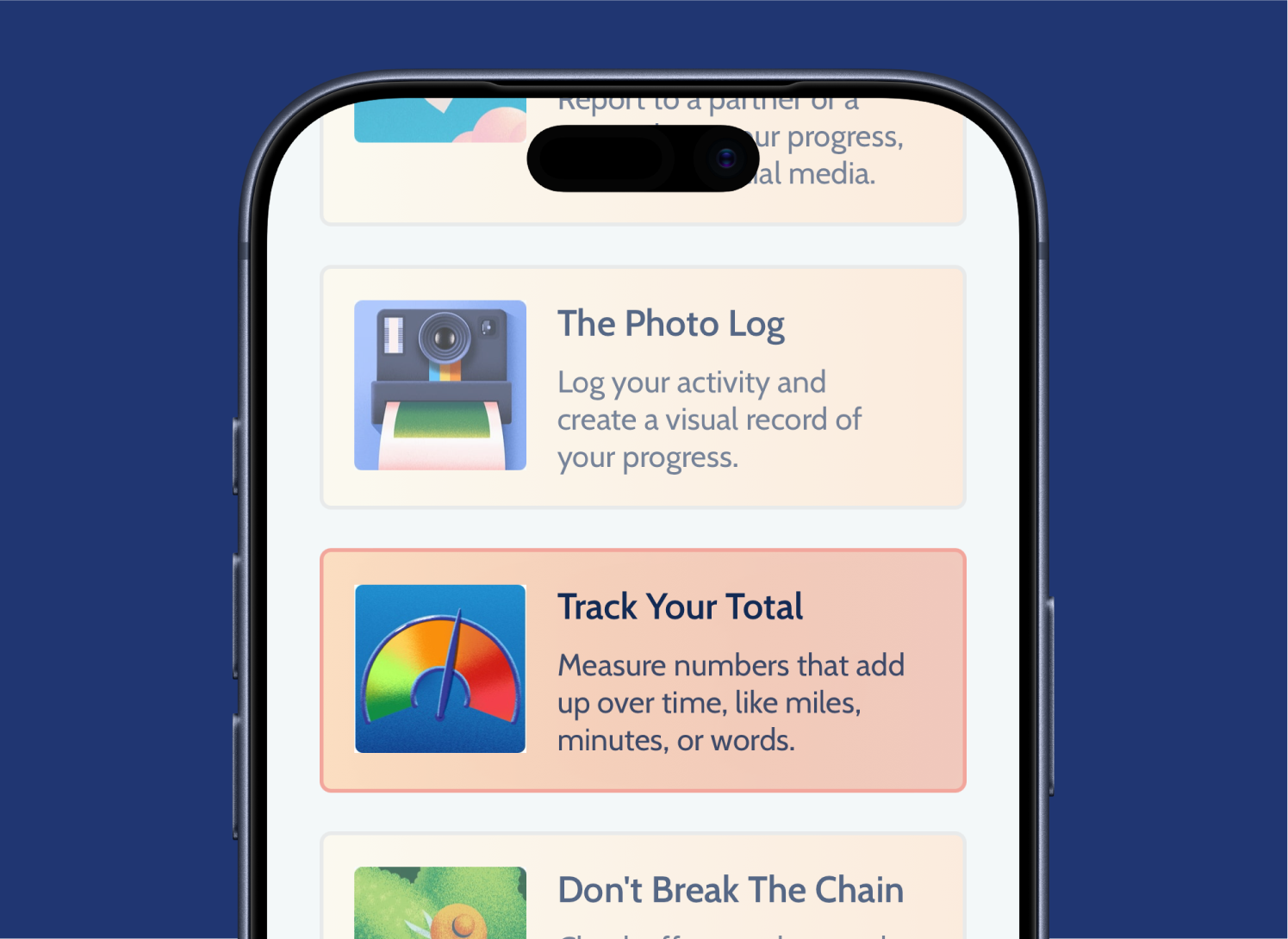 Select the frequency and habit-tracking tool