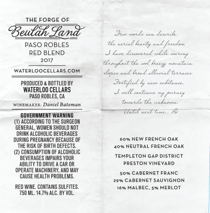 more info from red blend label