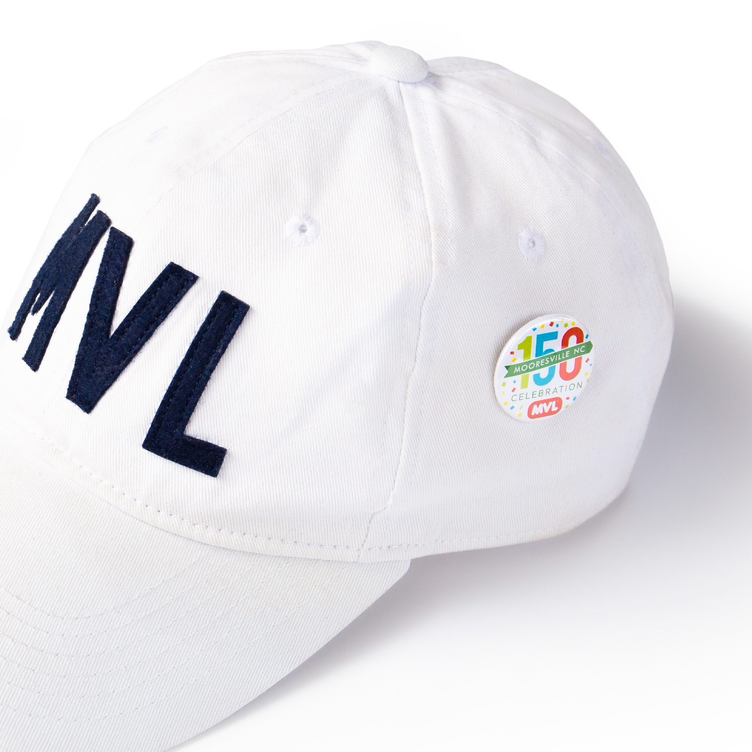 Mooresville NC 150th Celebration pin on MVL hat