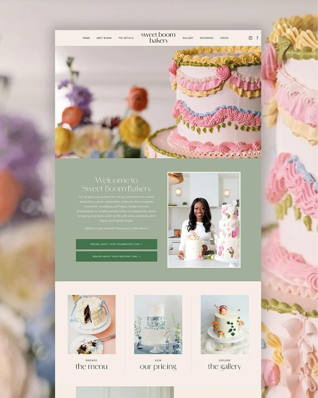 So excited to share the brand-new website for @sweetboombakery! They came to me with the most darling branding already in place, and we worked together to bring that same charm and sweetness into a refreshed Squarespace design. The result? A site tha