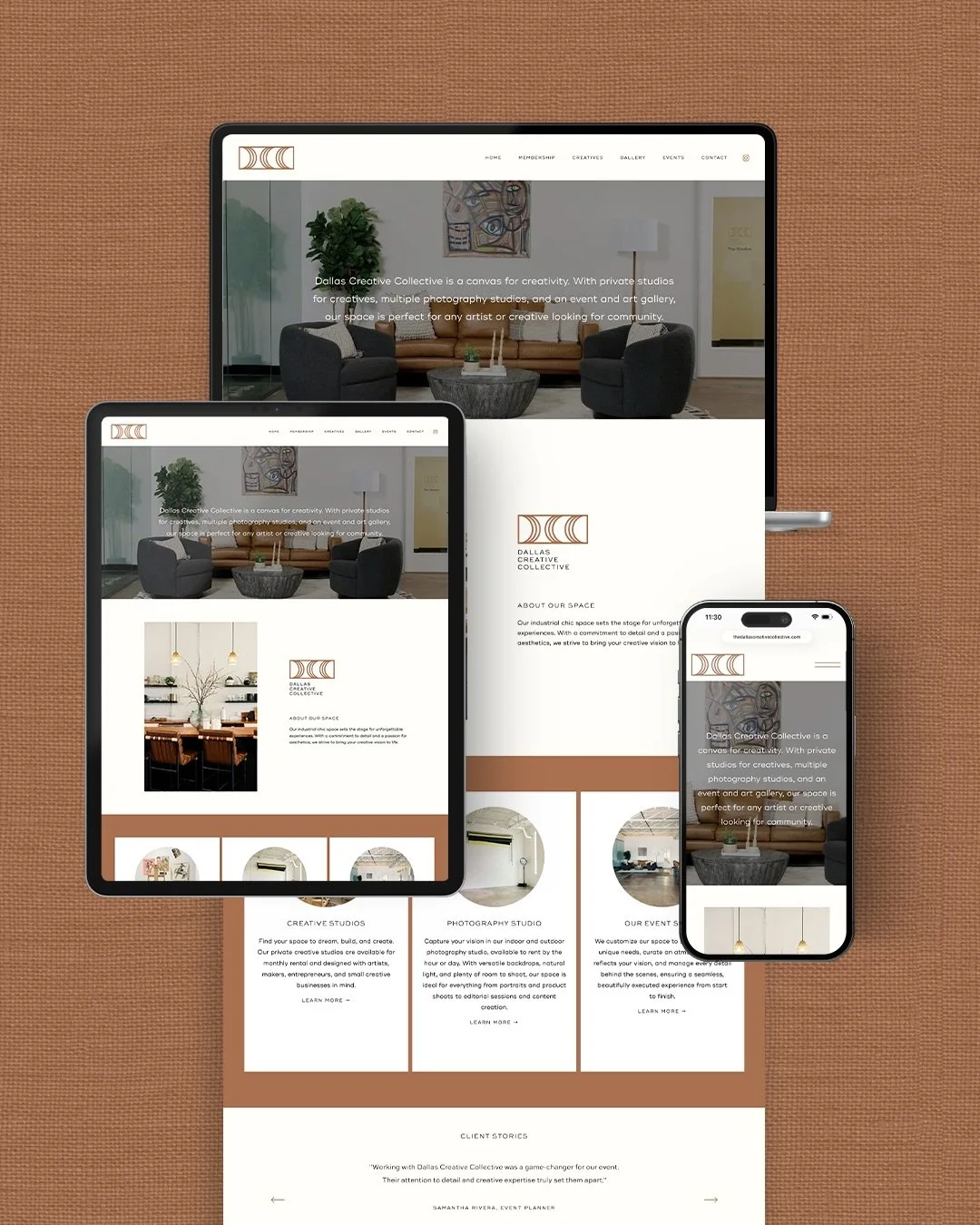 There&rsquo;s something so wonderful about designing a website that feels like a natural extension of an already beautiful brand.

@thedallascreativecollective is a canvas for creativity, bringing together private and shared studios for creatives, ph