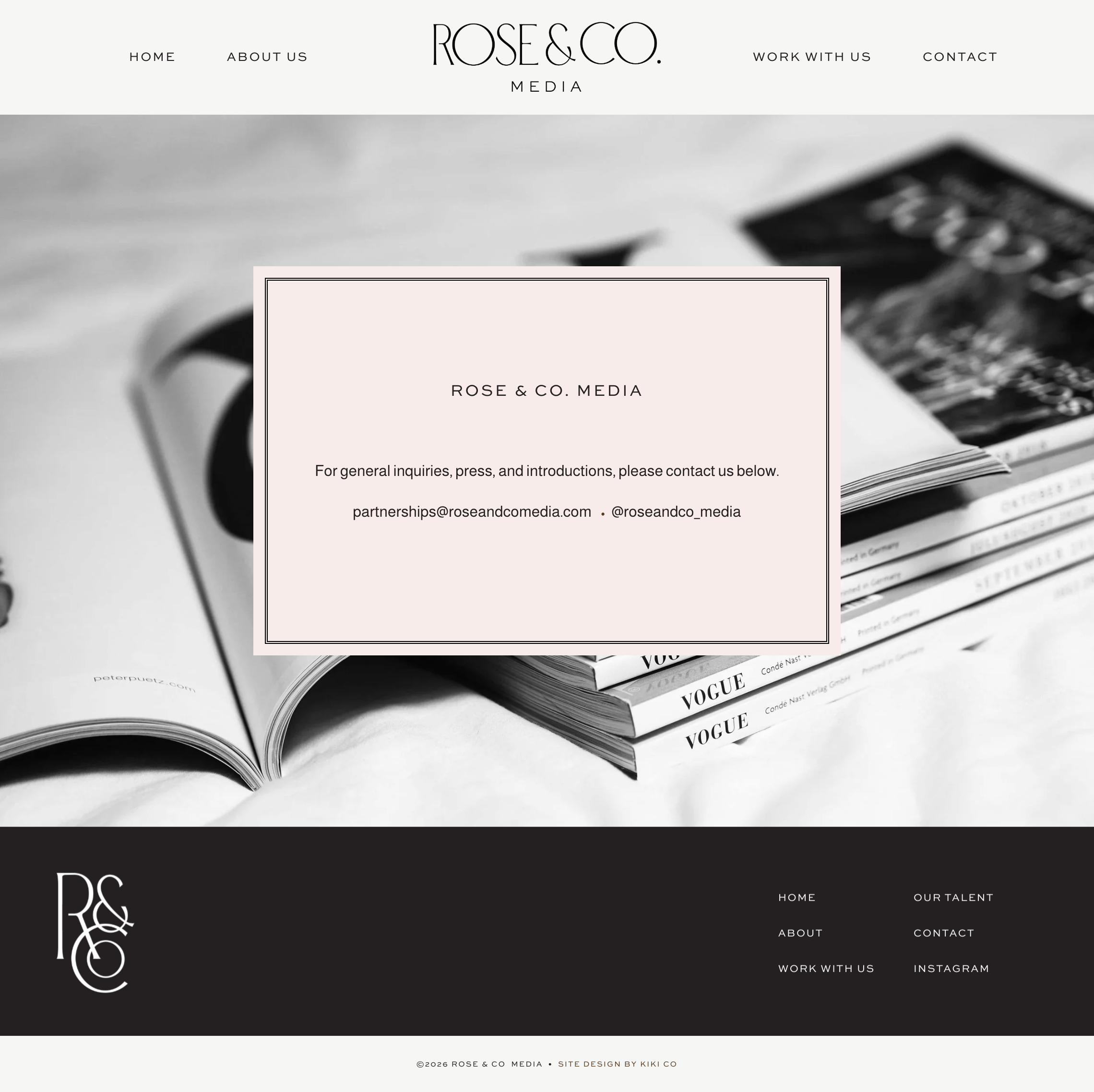 Rose & Co Media Branding and Squarespace Website Design by Kiki Co