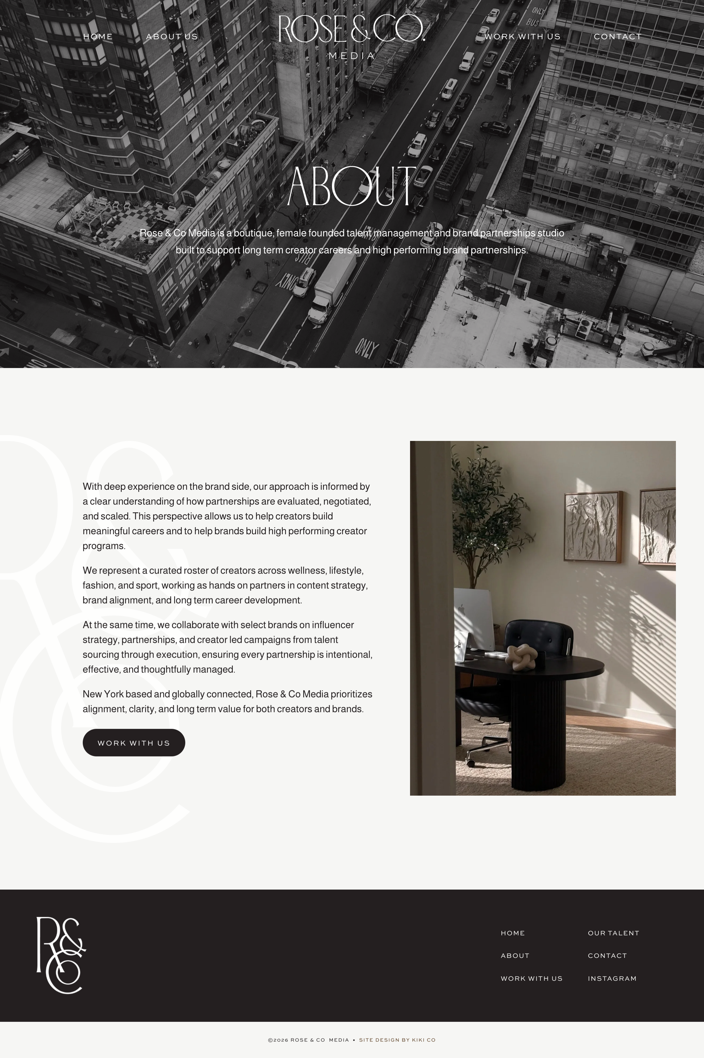 Rose & Co Media Branding and Squarespace Website Design by Kiki Co