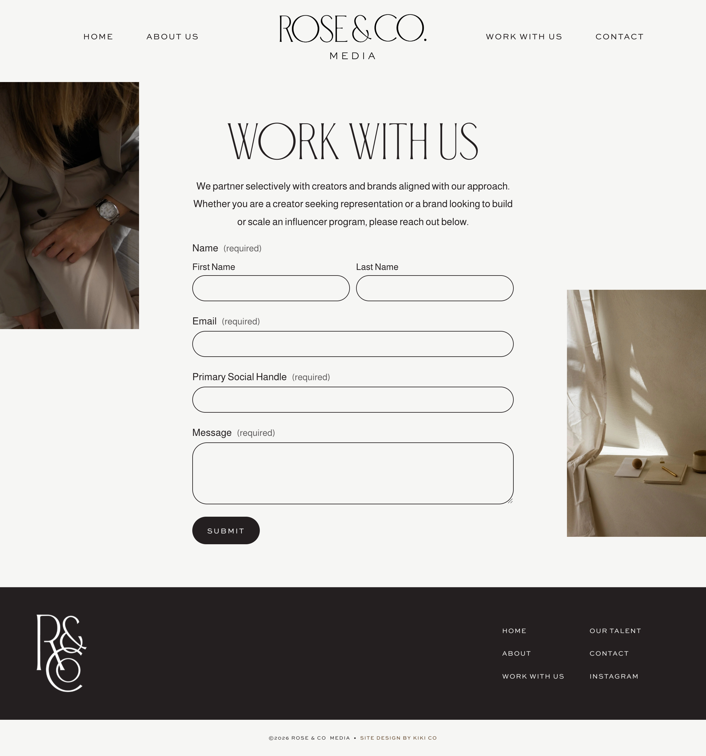 Rose & Co Media Branding and Squarespace Website Design by Kiki Co