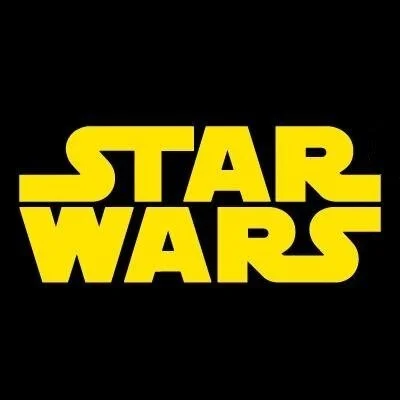 Star Wars logo in yellow text on black background.