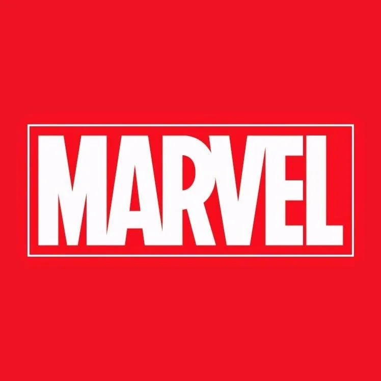 Marvel logo with white text on a red background