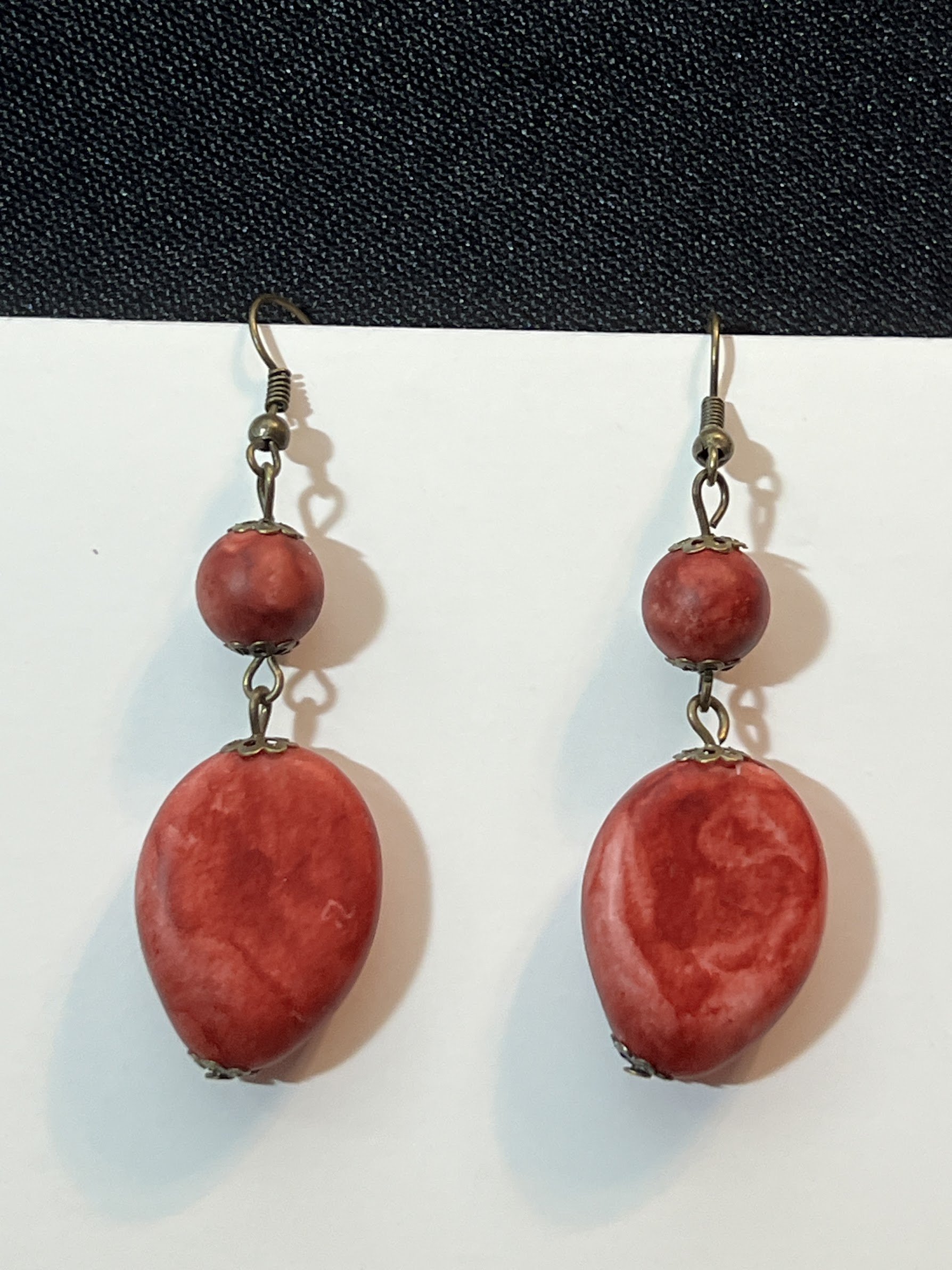 Red Acrylic and Antique brass-plated steel