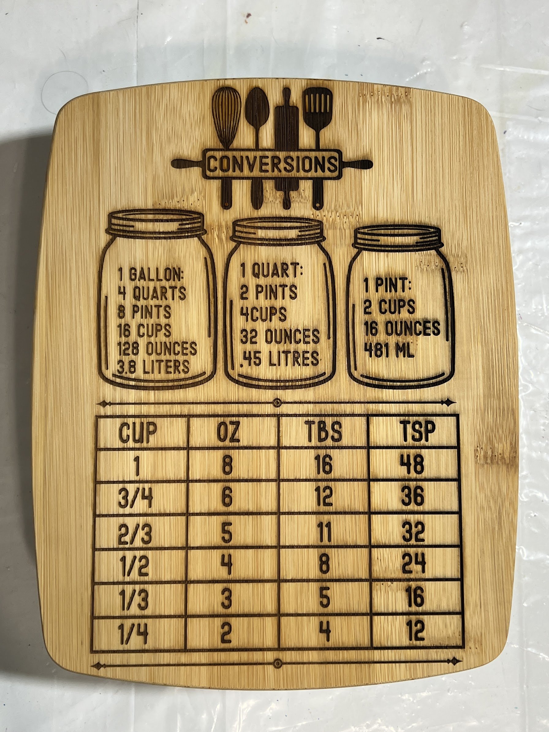 Conversions Reversible  Serving Board  Cutting Board   Charcuterie Board   Bamboo          Wall Art