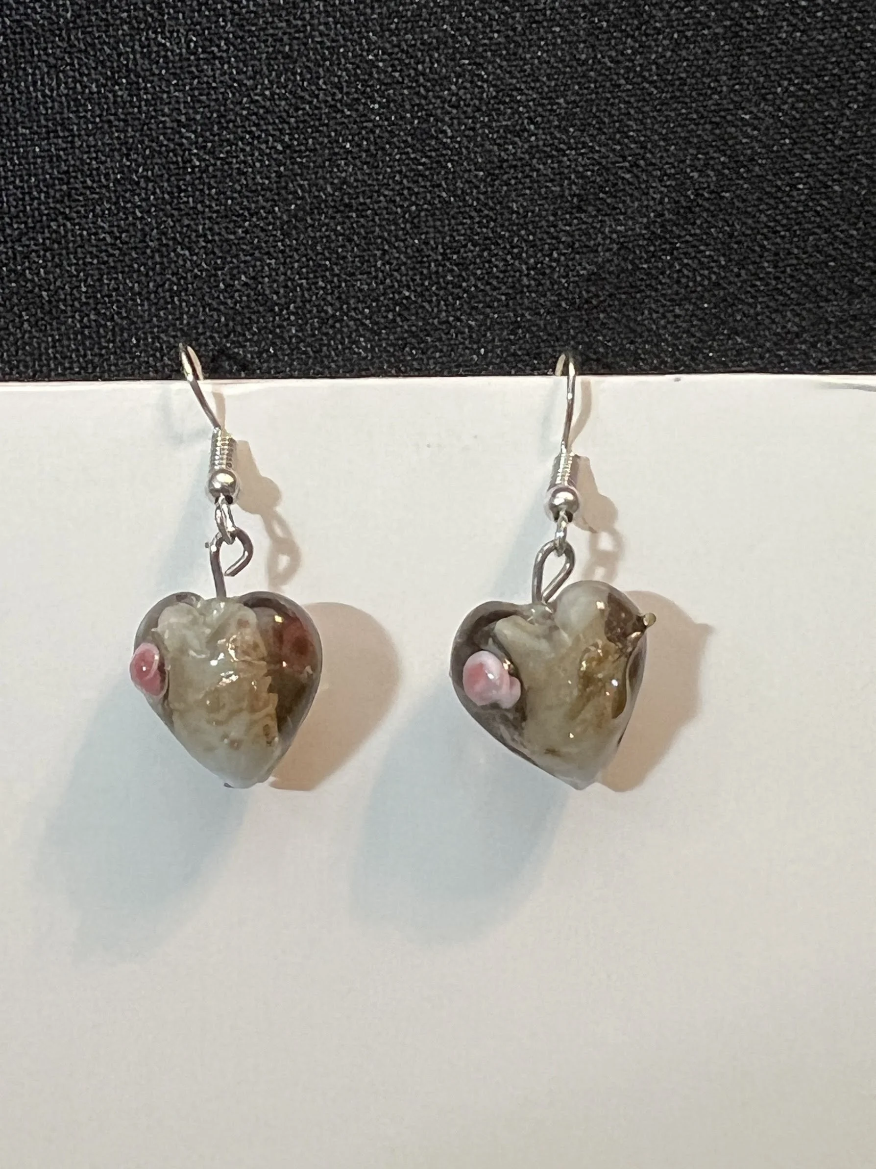 💗 Heart-Shaped Lampwork Earrings