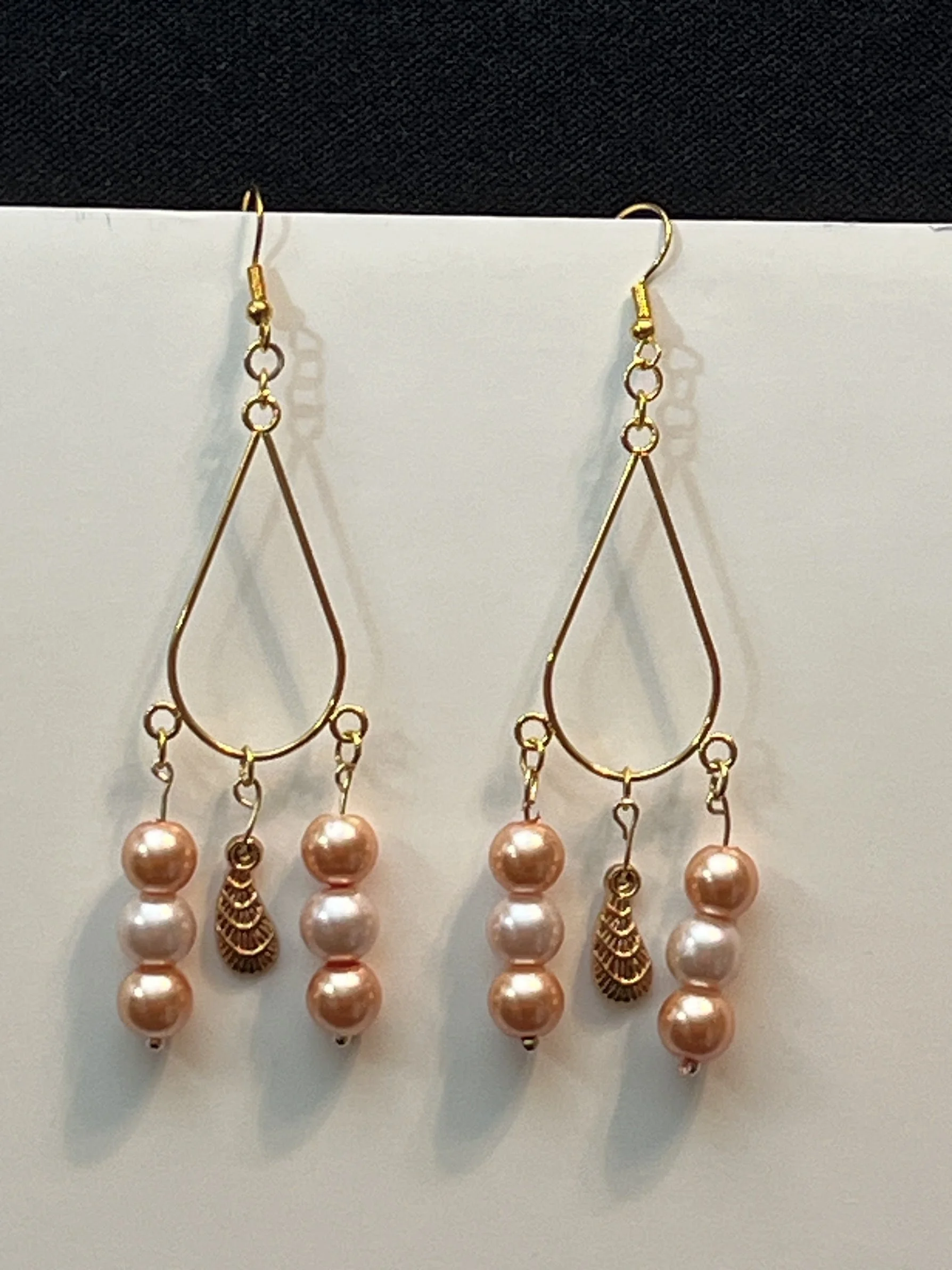 18k Gold Plated Pearl Charm Earrings