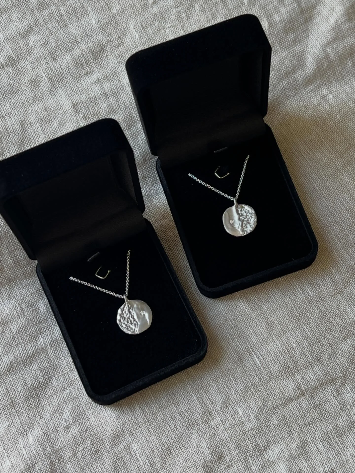 How lucky I was to be part of creating the pieces for two close friends&rsquo; union: pendants with a diamond in 18ct white gold, and rings they crafted themselves in wax to be cast. Happy everything @antoniazapatavieco &amp; @tomasvillaa ❤️