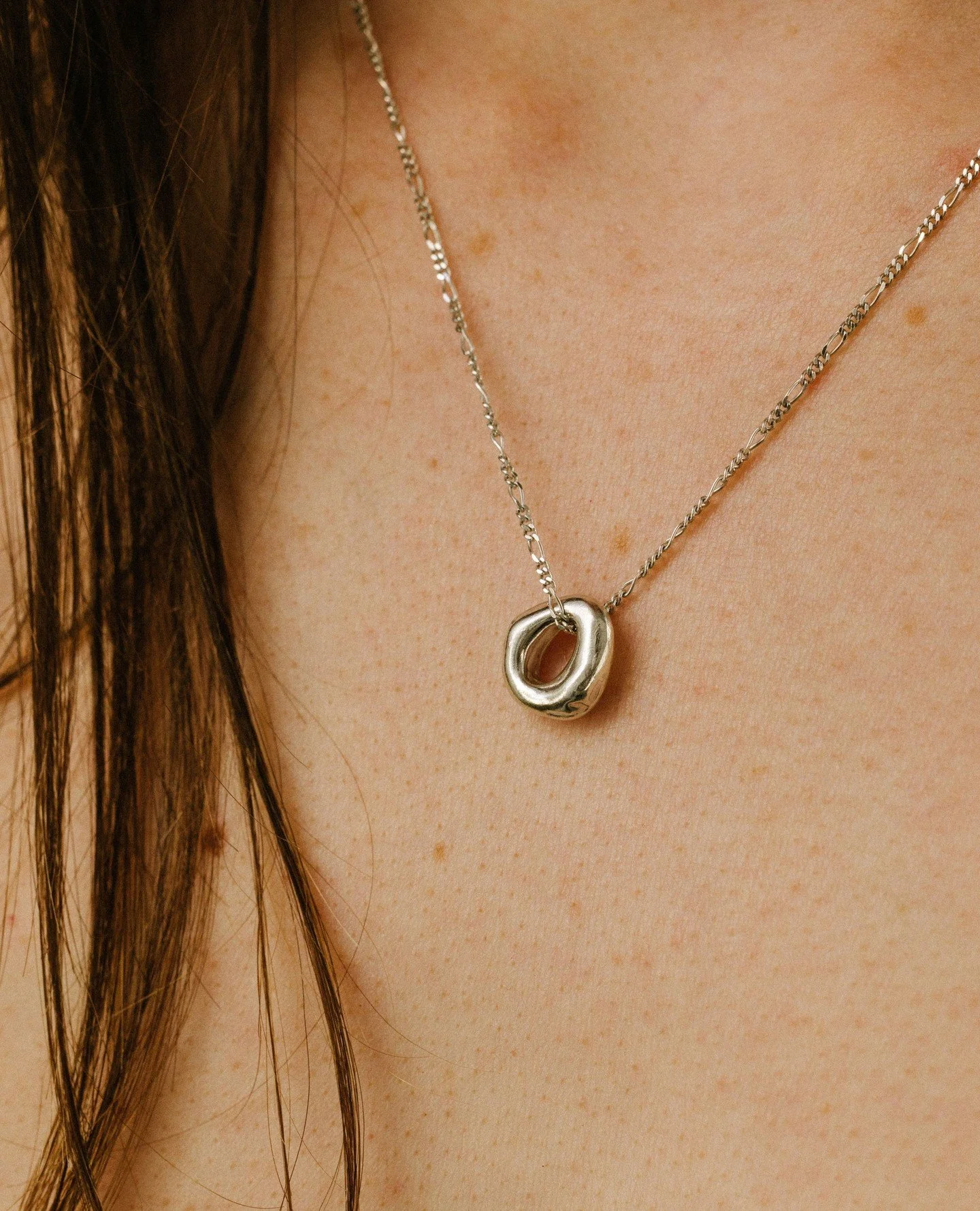 The Loop necklace, worn close.
