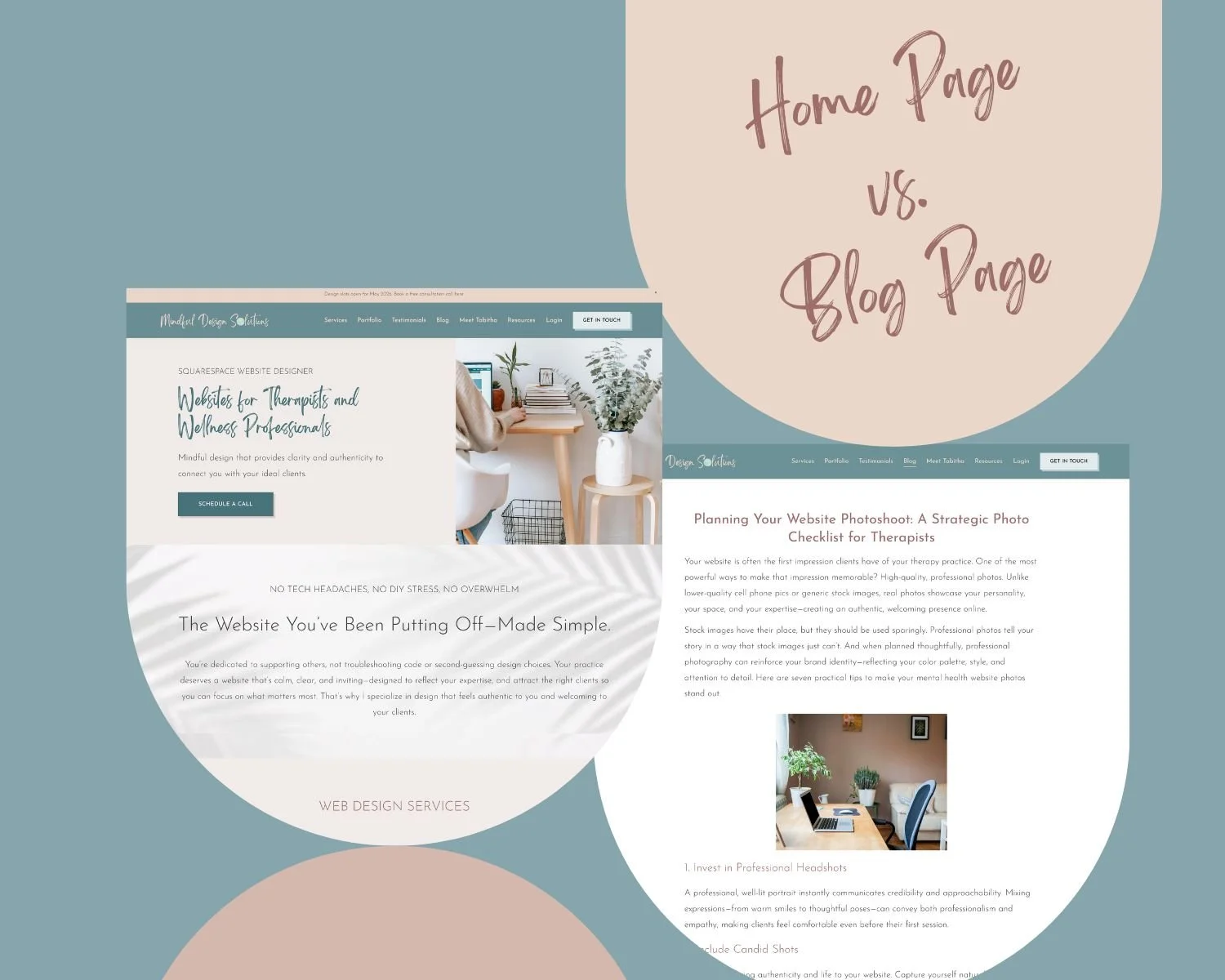 Website Copy vs. Website Content - Home page & blog page comparison