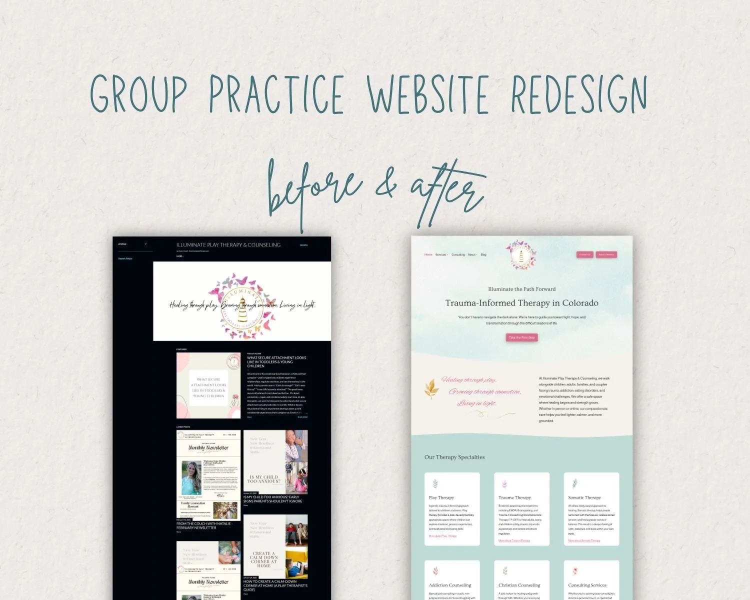 My latest blog post walks you through everything you need to know about designing a group practice website that showcases your team, builds trust, and makes it easy for clients to find the right fit. 

Follow the link in my bio to read the full post.