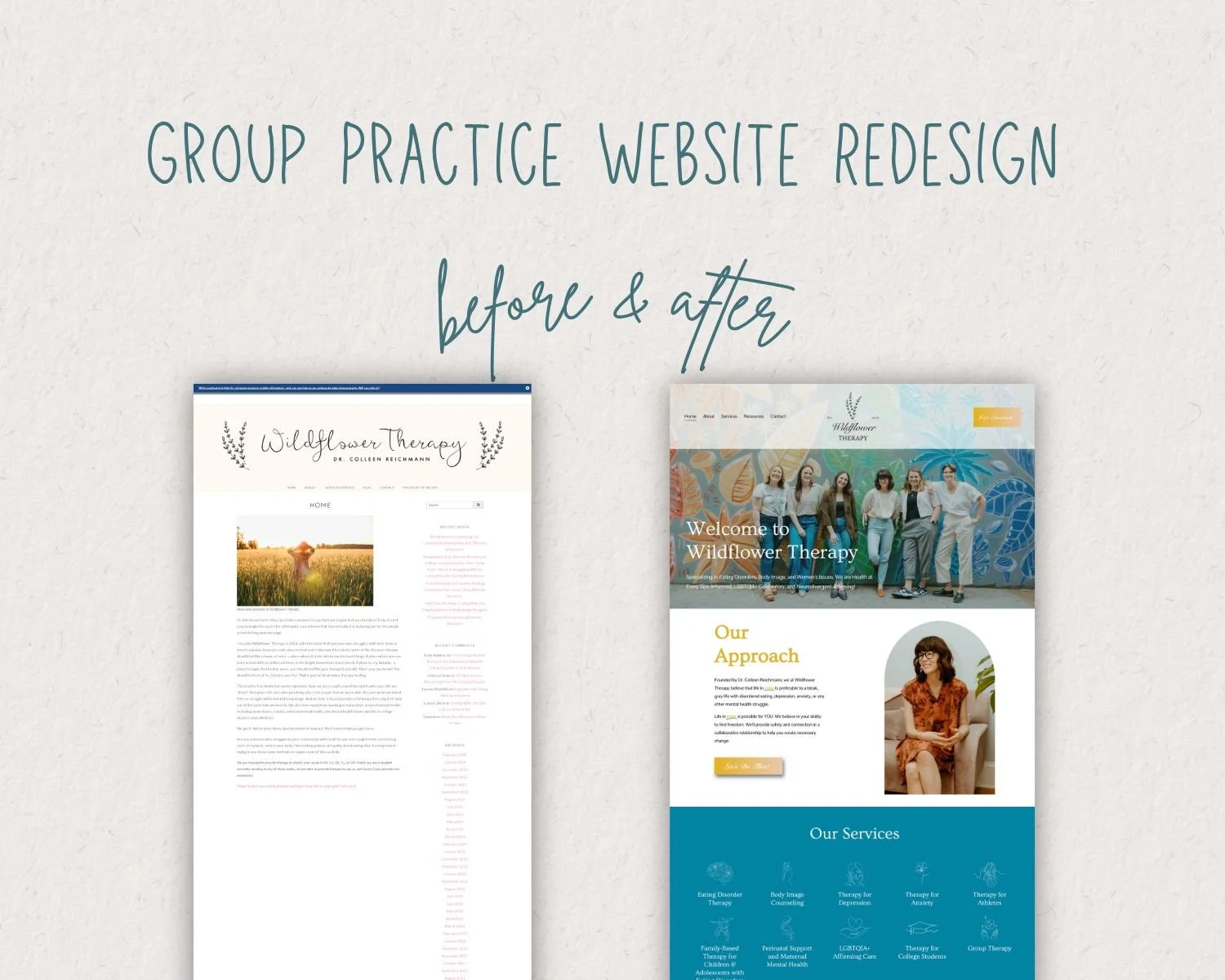 Thinking about redesigning your group practice website? Here are a few signs it might be time: 

1. You've added team members but the site still feels like a solo practice

2. New clinician bios feel disconnected 

3. Visitors aren't finding the righ