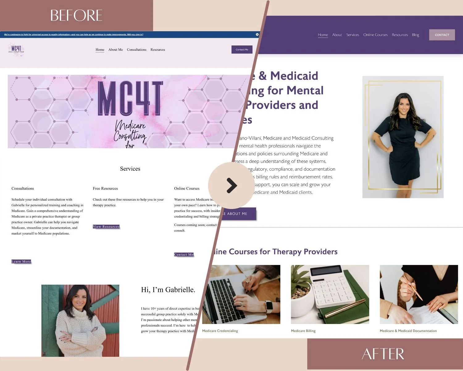 Mental Health Consultant Website Before and After