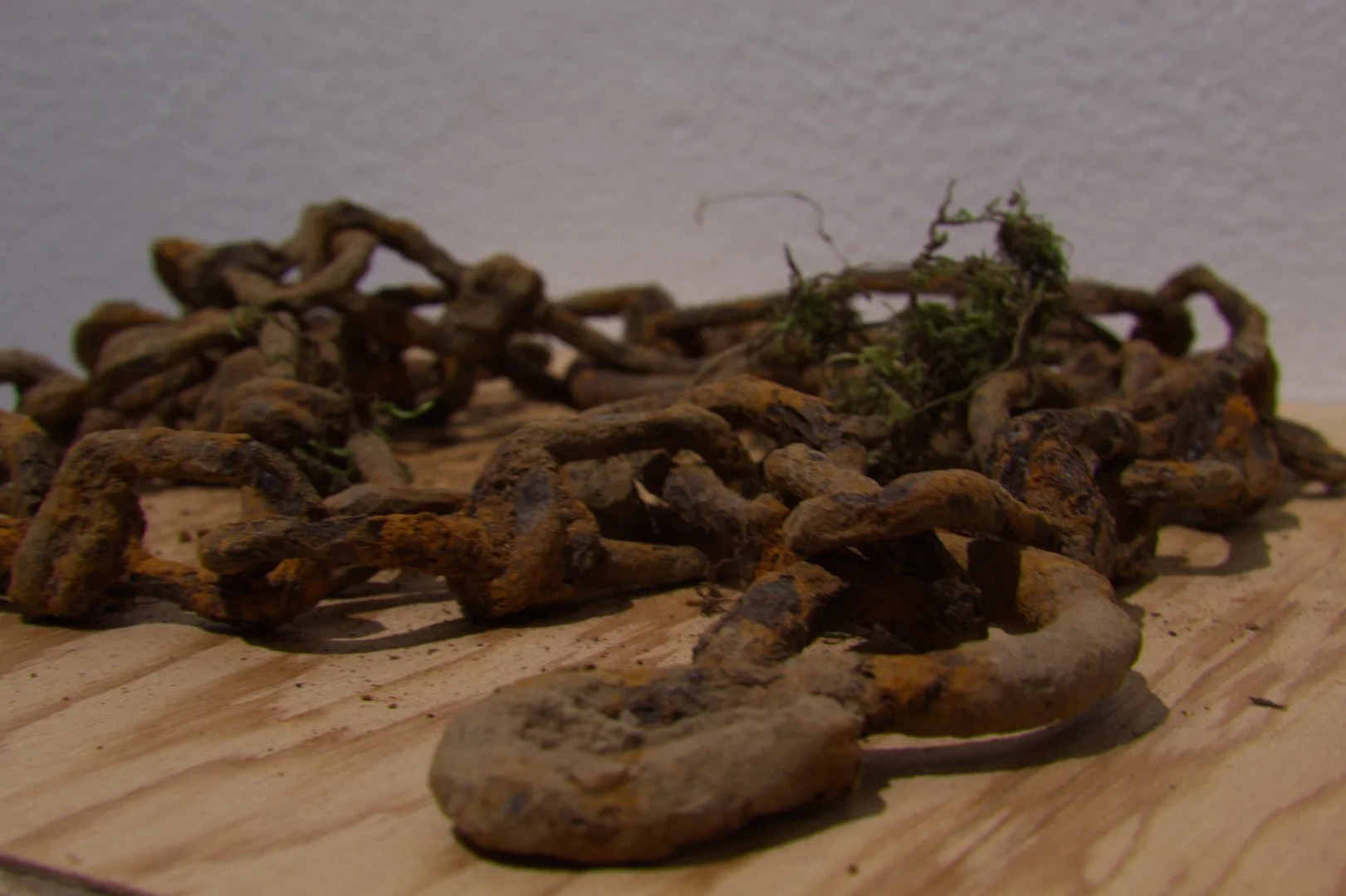 Rusted sign chain with hooks (sign frame missing but found on excavation) Date unknown 