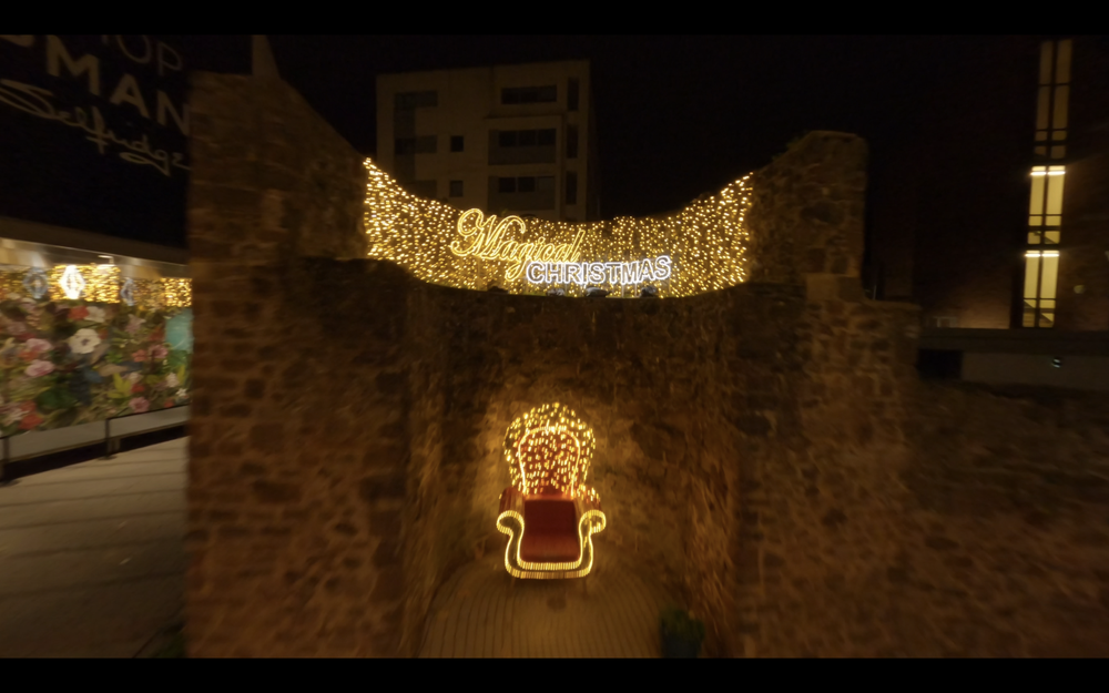 FPV drone filming Princesshay Exeter Christmas lights