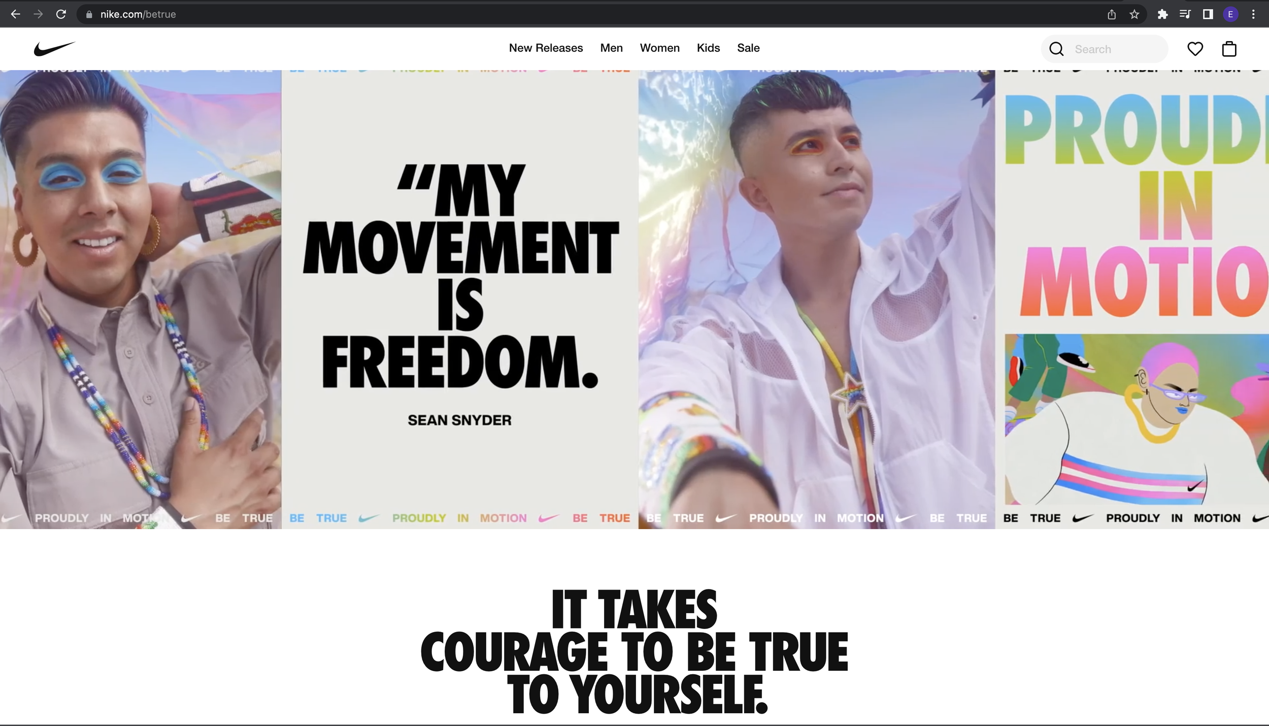 Nike Be True Campaign Display Page