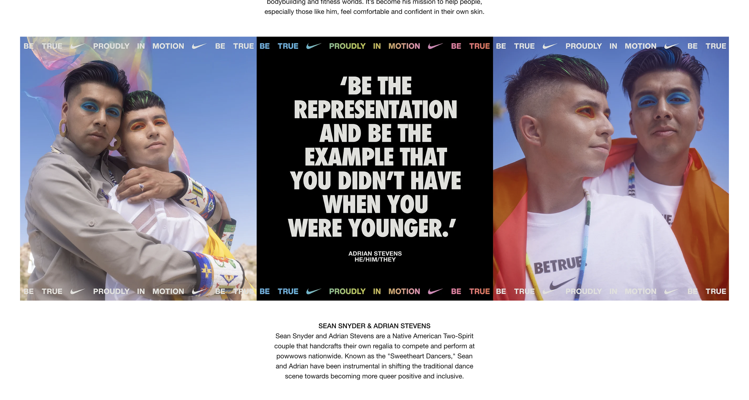 Nike Be True Campaign Display Page