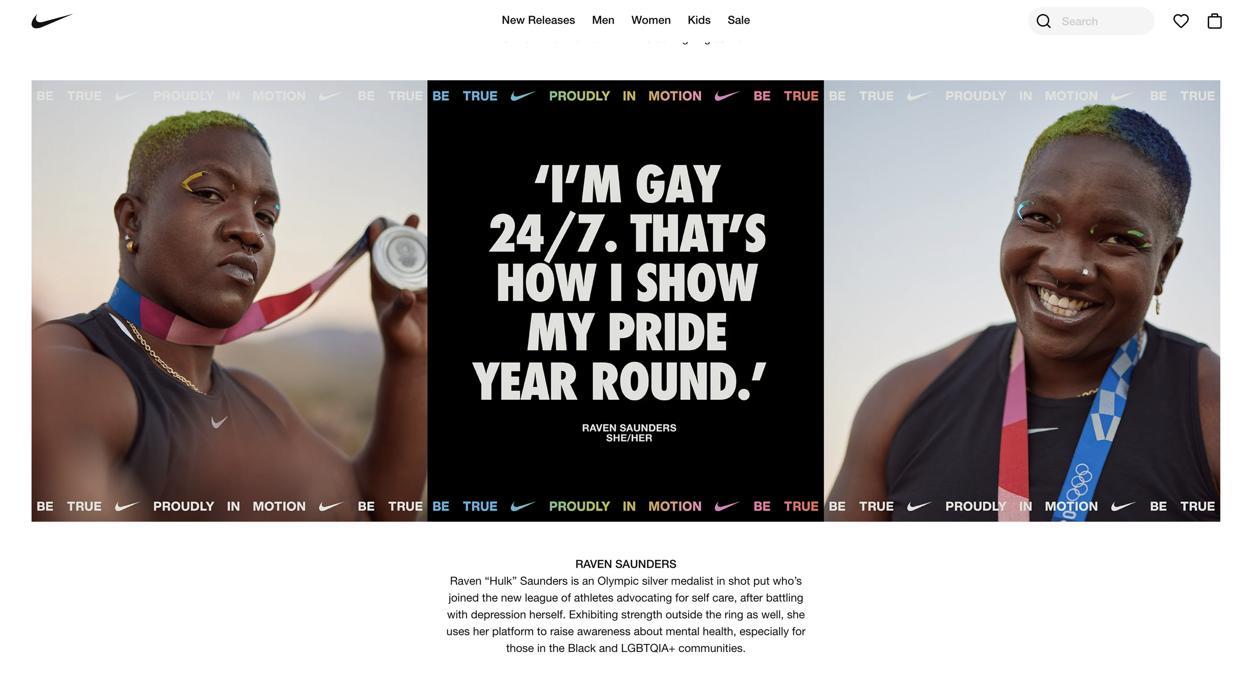 Nike Be True Campaign Display Page