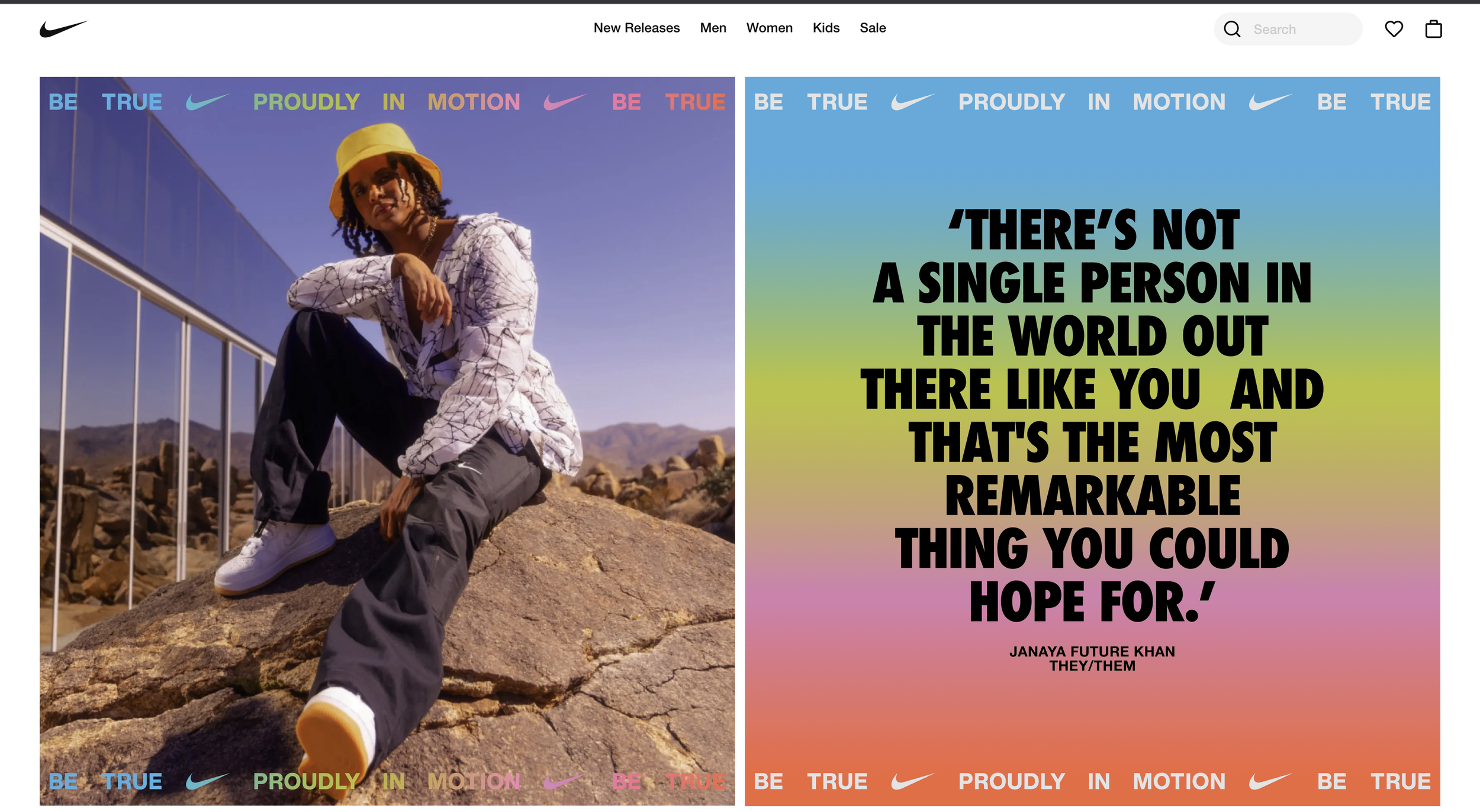 Nike Be True Campaign Display Page