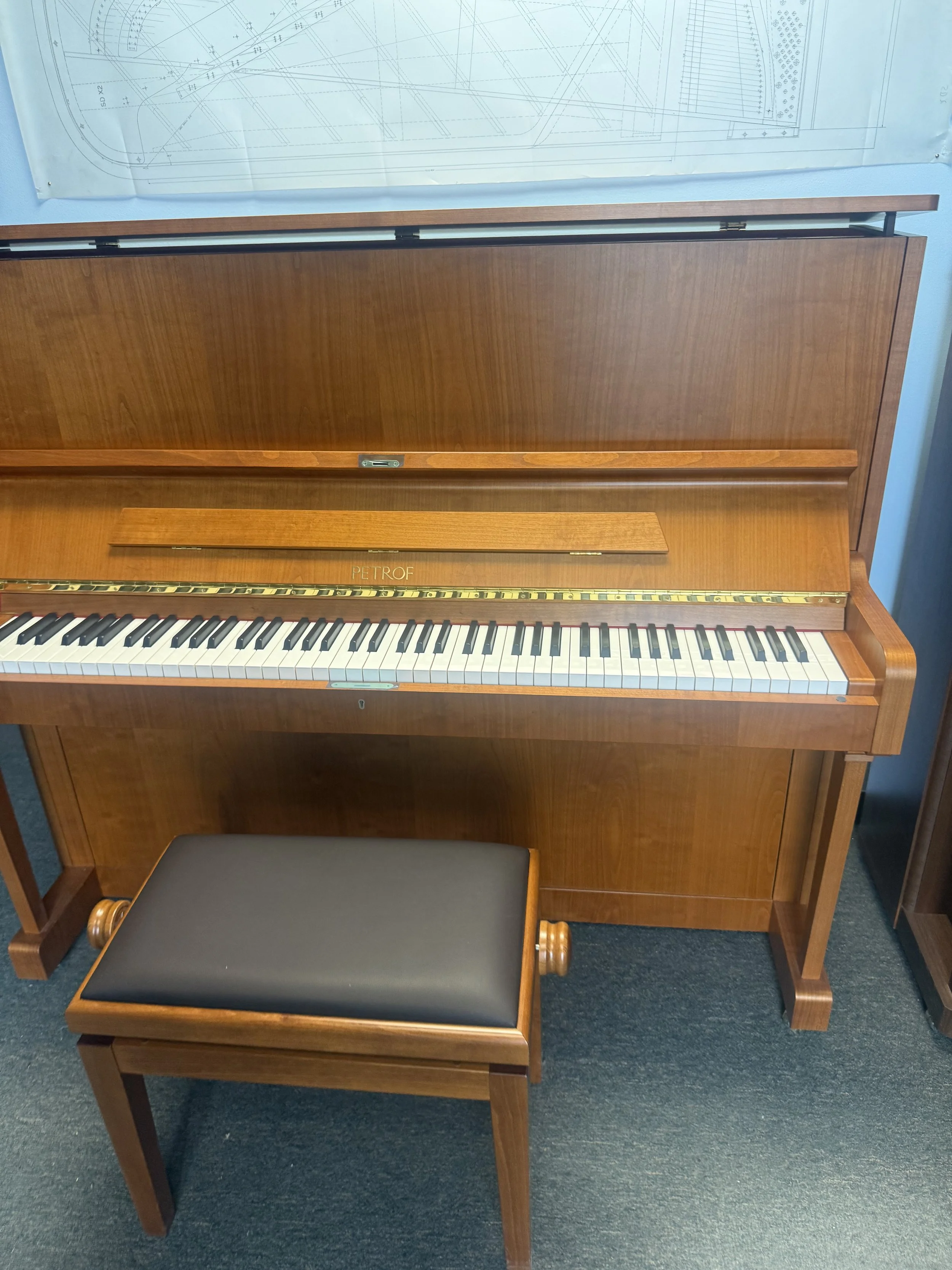 Petrof 125 Upright - Satin Cherry