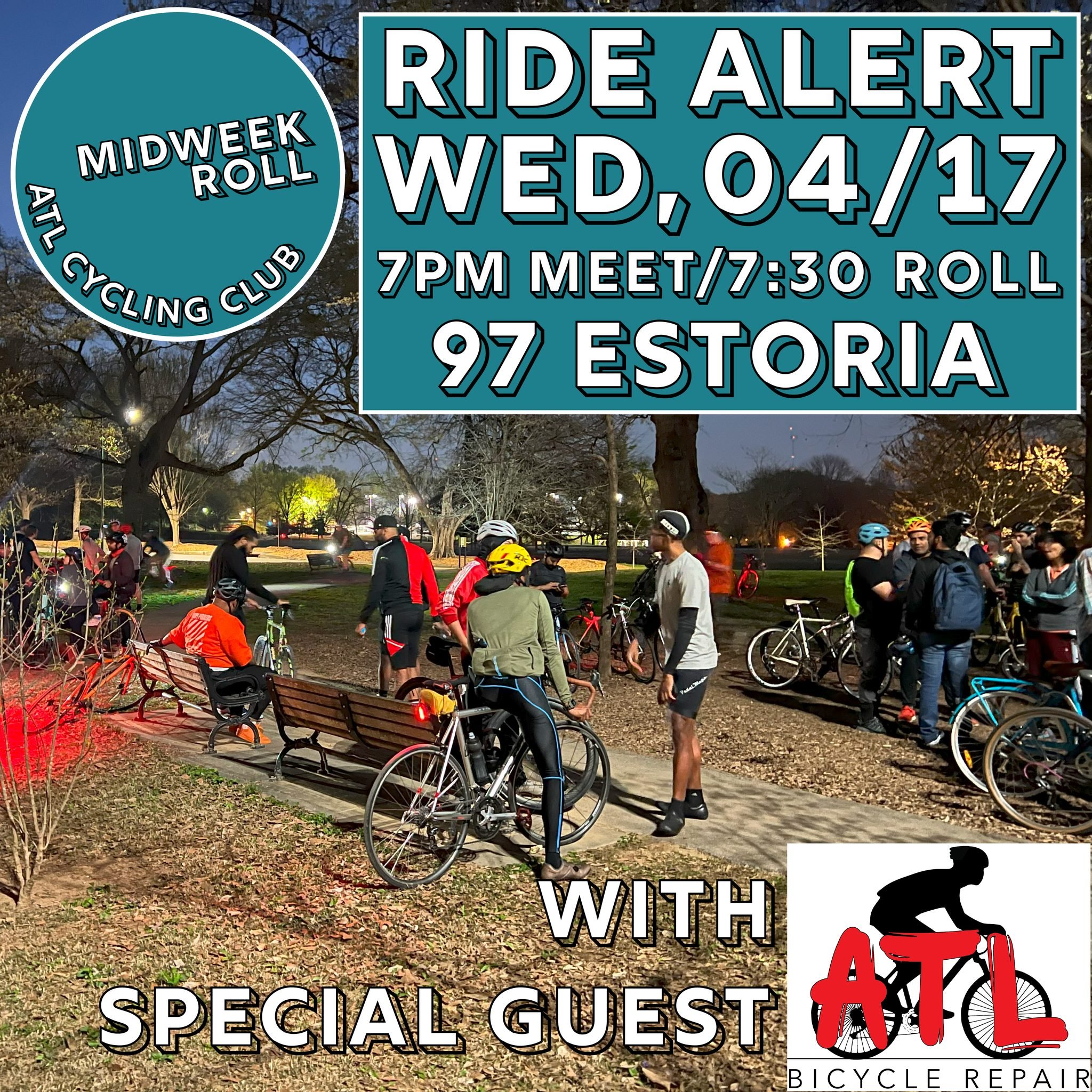 It's Wednesday, so that means MWR is rolling! Join us for a chill ride around town to catch up with old friends and make some new ones. We will be joined by our friends @atlbicyclerepair for a tag team ride.

They will have their van parked at 97 Est