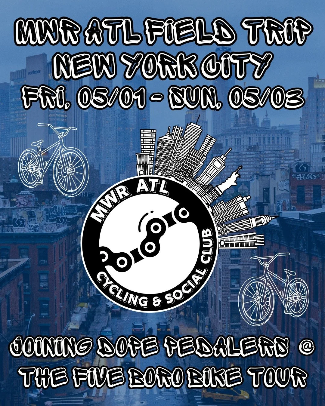 *MWR ATL Field Trip Alert*

Last year we had serious FOMO watching @dopepedalers roll the Five Boro Bike Tour put on by @bikenewyork and be interviewed by the likes of Manhattan Portage @mpbags (one of our fave brands!). We resolved then and there th