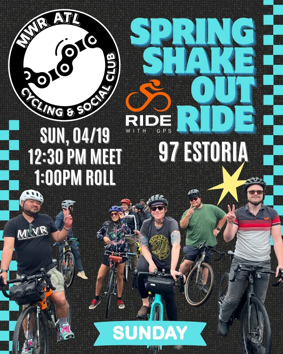 Heya ATL! We're hosting a group ride for the Ride with GPS Spring Shakeout on SUN, April 19. 

This is a free, open-to-all ride &mdash; no drop, no pressure, just good vibes on bikes to shake off the winter rust. Plus you can enter to win a $500 gift