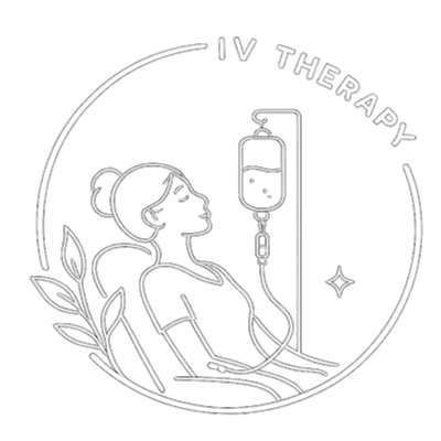 Logo with a stylized IV drip and the words "I.V. Therapy" on a black background.