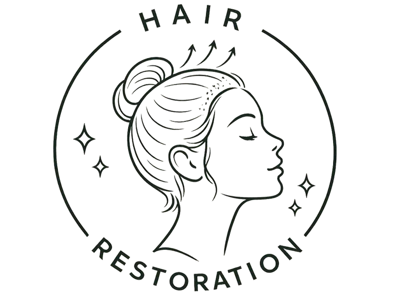 A close-up illustration of a hair follicle with a syringe injecting into the scalp, accompanied by the text '(PRP) INJECTIONS' in a circular arrangement.