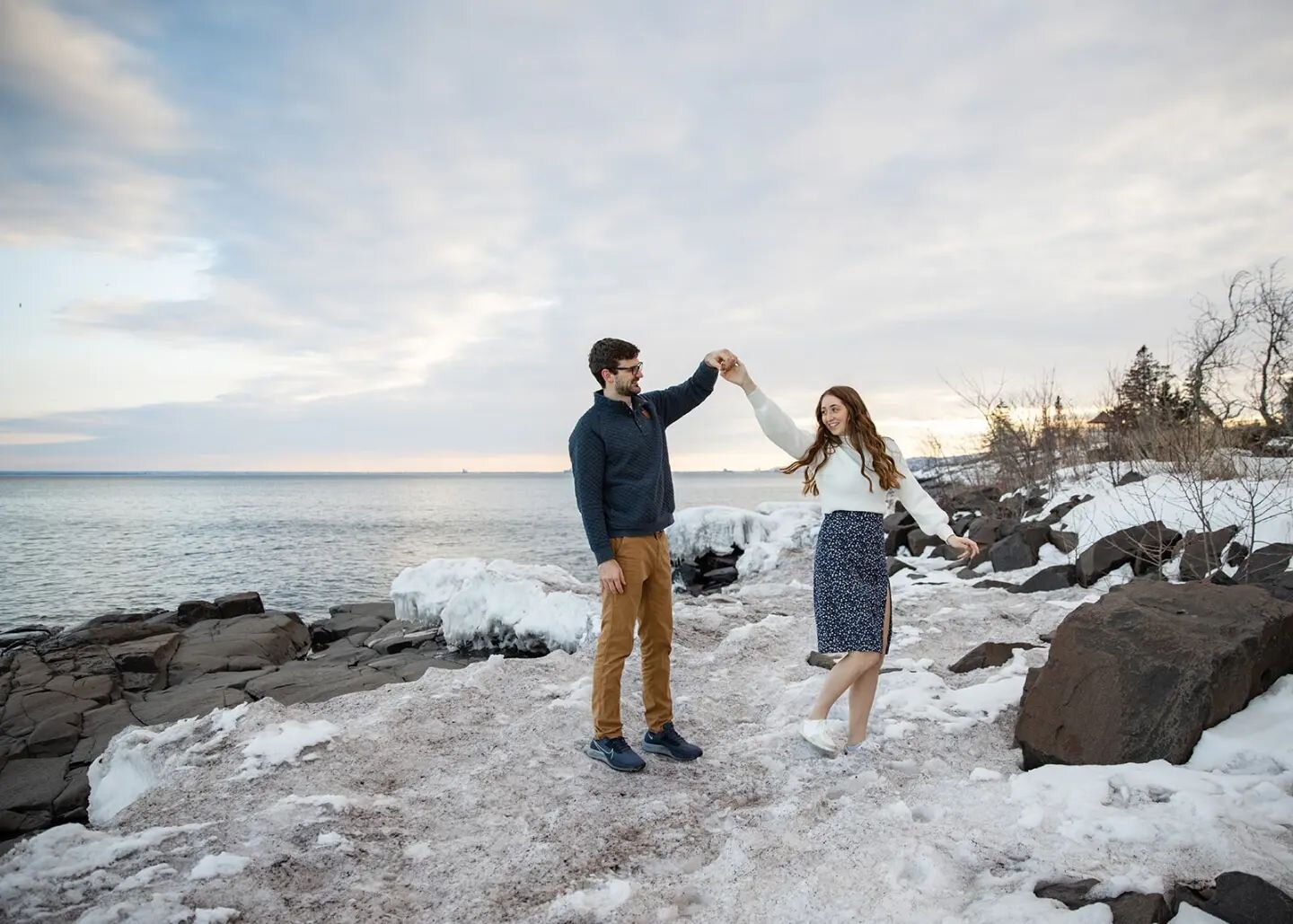 I got to see the northern lights for the FIRST TIME EVER because of photographing this awesome couple! We did their engagement session about a month ago, the day after the unforgettable, magical Aurora Borealis showed off for Duluth, MN. Not that's n