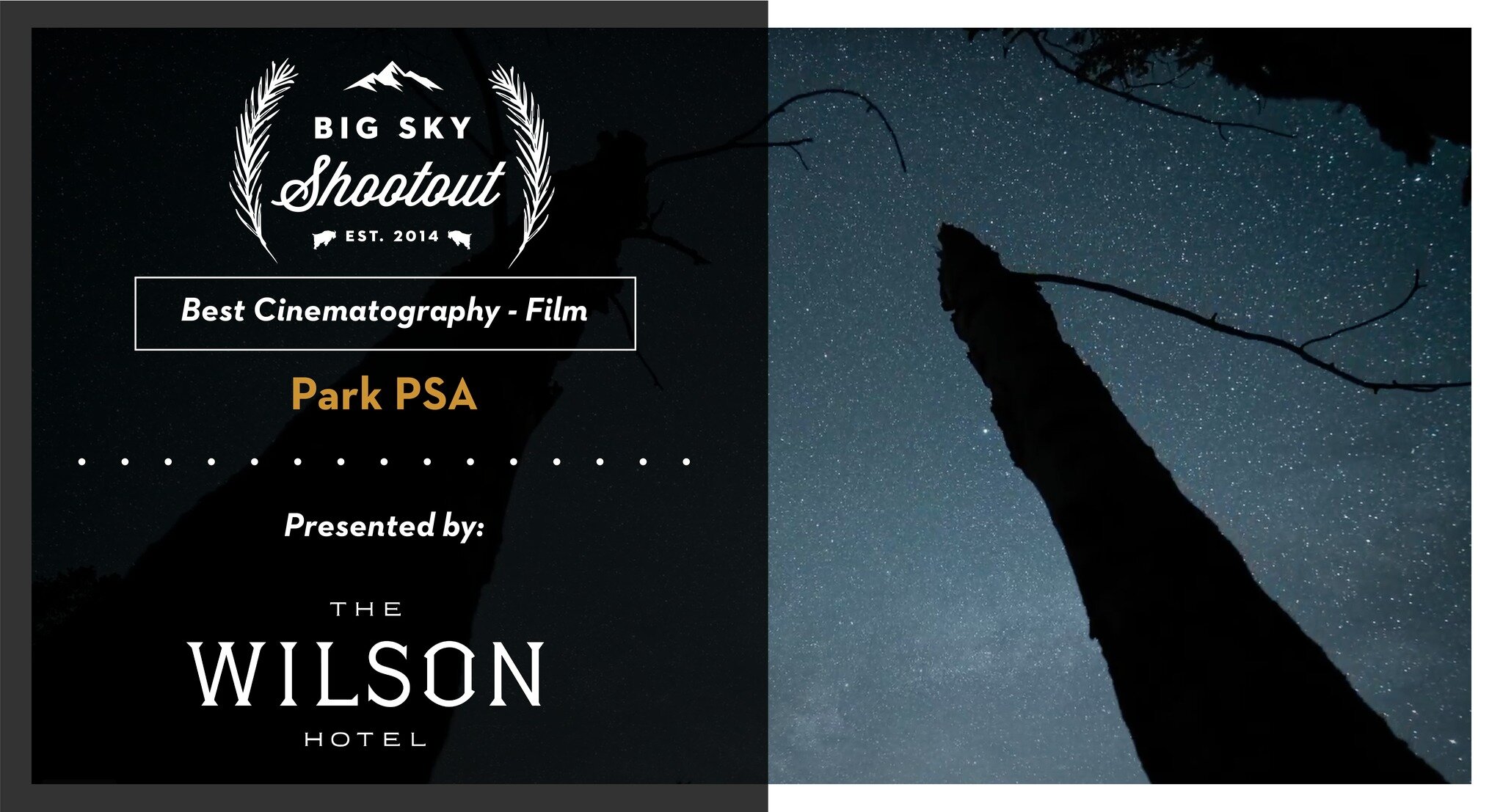 Congratulations to all our 2023 Big Sky Shootout Film Award Winners! Films will be available to watch at our online gallery this week. Stay tuned. 

Best Cinematography: Park PSA 
Presented by @thewilsonhotelbigsky 

Best Line: Snow Way Out
Presented