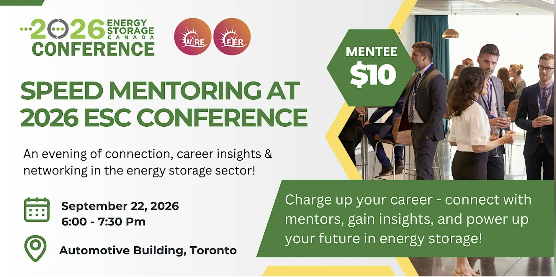 WiRE &amp; Energy Storage Canada Present: Speed Mentoring at ESC 2026 - Save the Date!