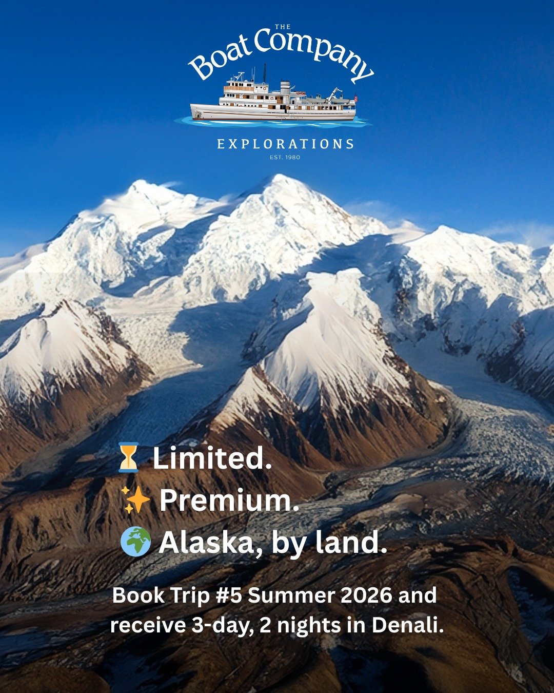 For the first time ever, we&rsquo;re inviting guests to experience Alaska even farther inland.

When you book our Trip #5 Cruise (summer 2026), you&rsquo;ll receive a free 3-day, 2-night Denali Adventure Package, including:

🚂 Glass-dome Princess Ra