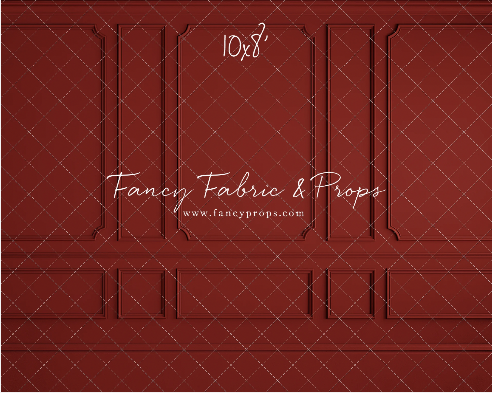 Festive holiday scene with decorated Christmas tree, wrapped presents, string lights, and snow-covered trees outside a window, set against dark green walls with diamond pattern. The text 'KateBackdrop' and dimensions '8' x 16'' are overlaid.