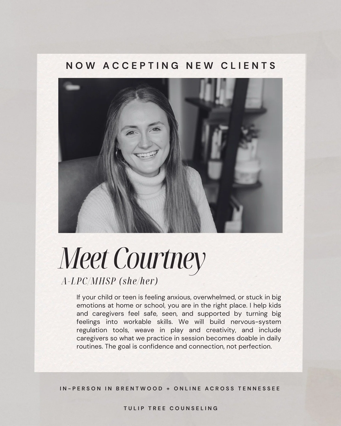 If big feelings have been taking over at home or school, it can start to feel like you are doing everything you can and nothing is sticking. Courtney offers a gentle, steady space for children, teens, and caregivers who want to feel heard, seen, and 