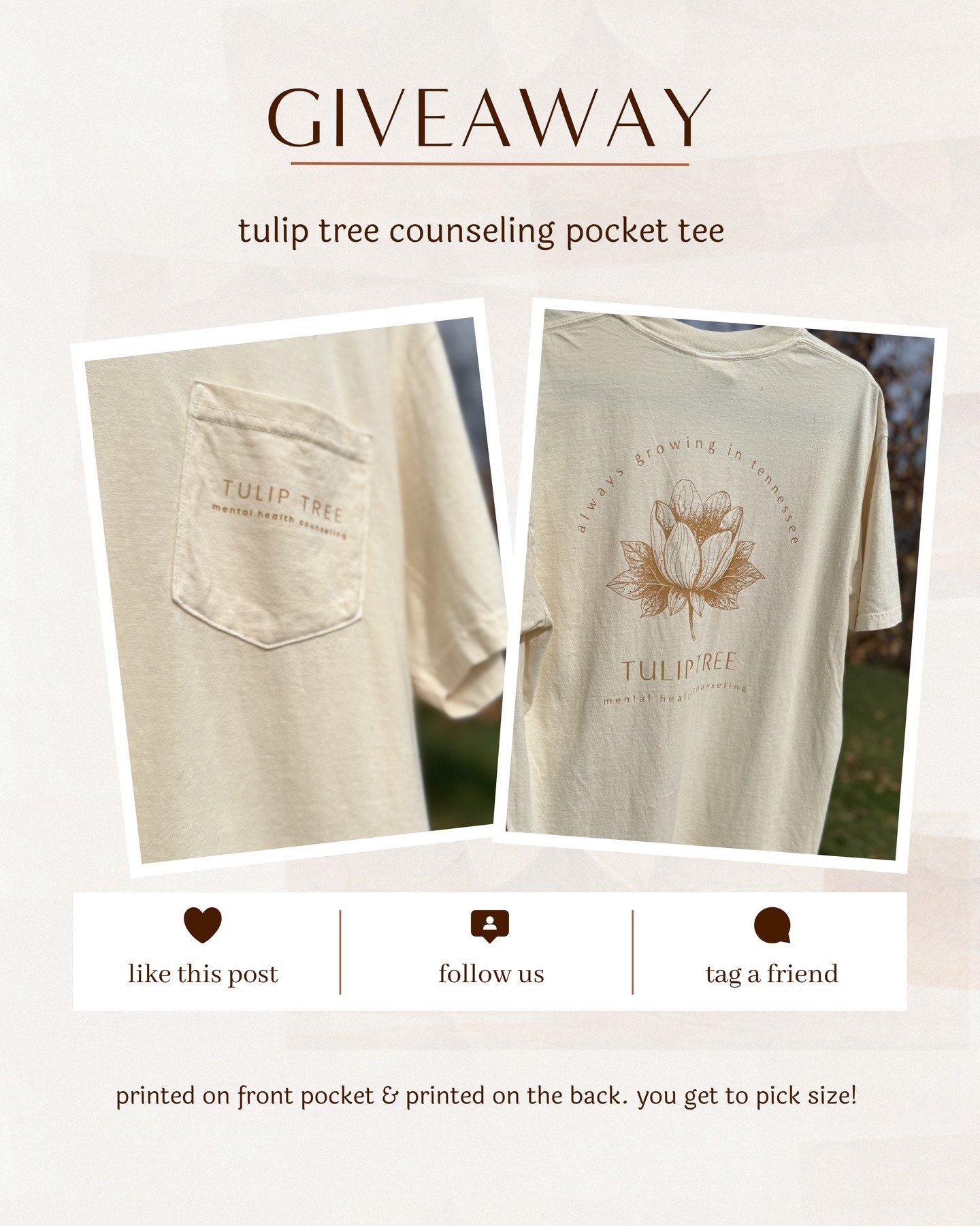 we&rsquo;re doing a little giveaway! 

to enter:
&bull; follow @tuliptreecounseling
&bull; like this post
&bull; tag a friend

winner will be announced on International Women's Day! Sun, Mar 8, 2026

in gratitude,
tulip tree counseling

#nashvillethe