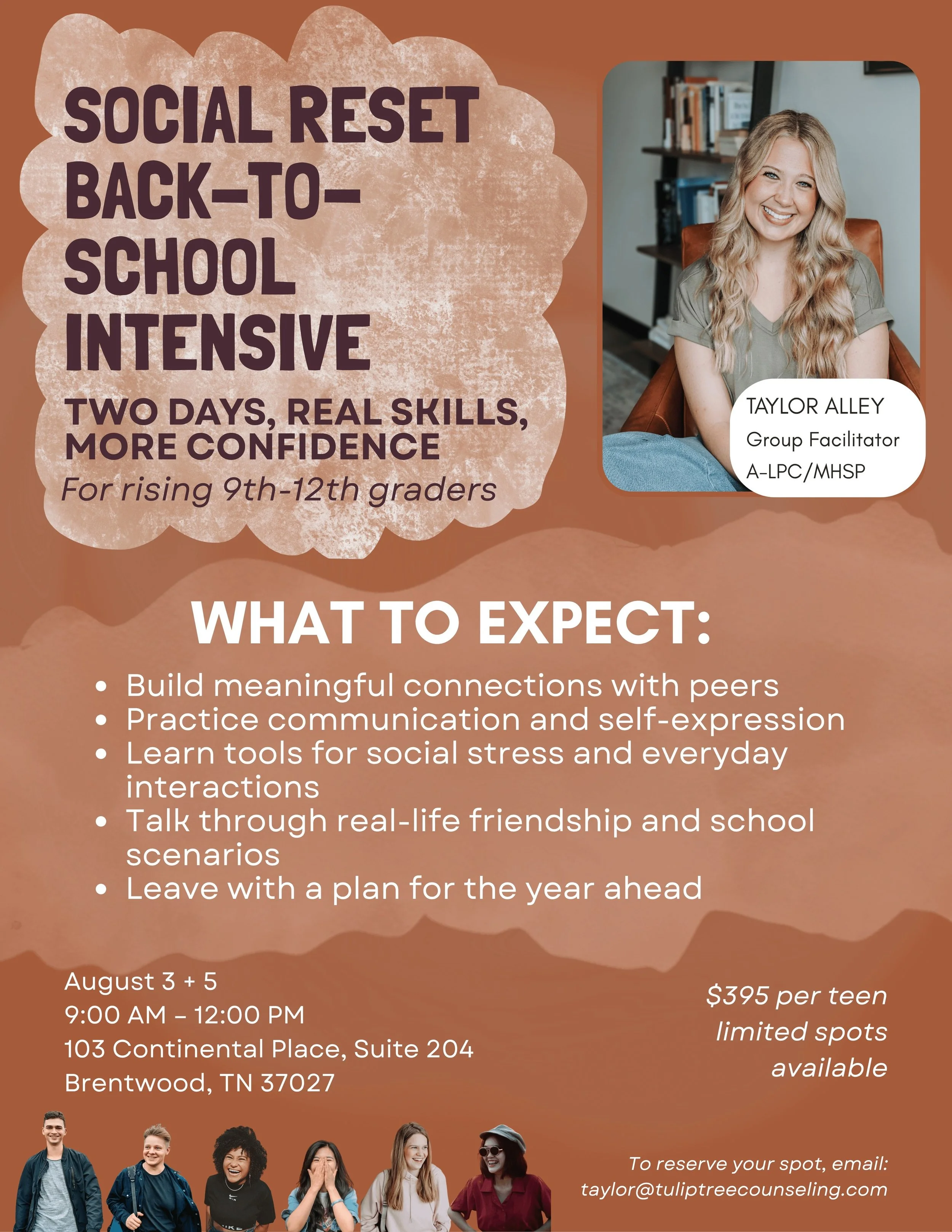 Before the school year starts, give your teen a place to practice the stuff that does not always fit neatly into a school supply list.

Social Reset: Back-to-School Intensive is a two-day, in-person group for teens who could use support with connecti