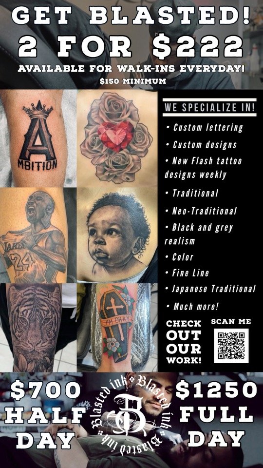 Mall of America Tattoo Shop|Walk In Tattoo Shop Near Me| Blasted Ink Tattoo  Shop