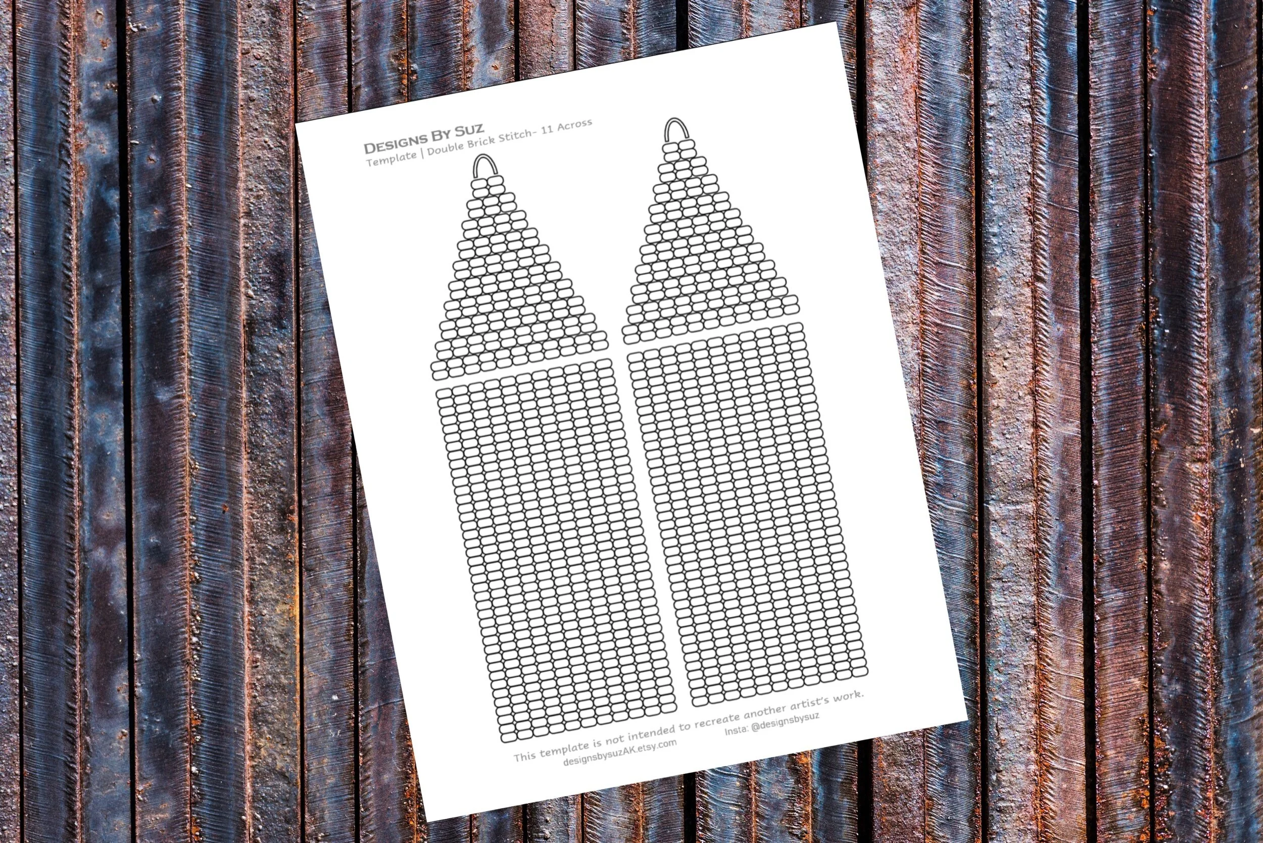 11 Across Double Brick Stitch Beaded Earring Template Bead Graph